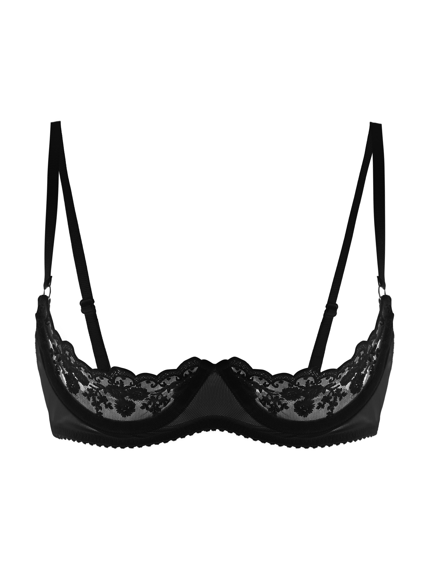Sheer Mesh Bra - Женский сексуальный бюстгальтер с открытыми чашками,